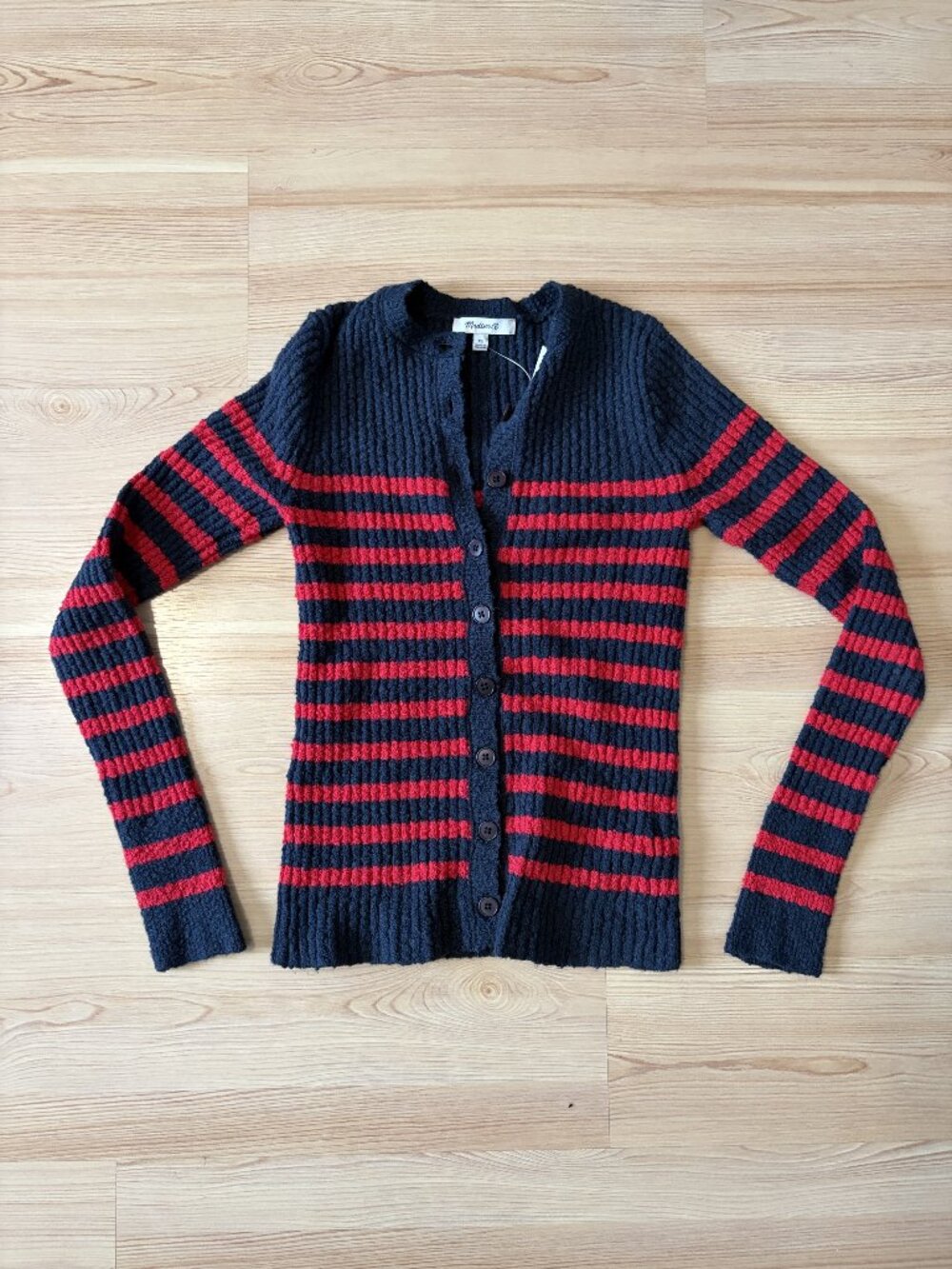 Madewell Striped Bouclé-Knit Cardigan, XS, NWT
